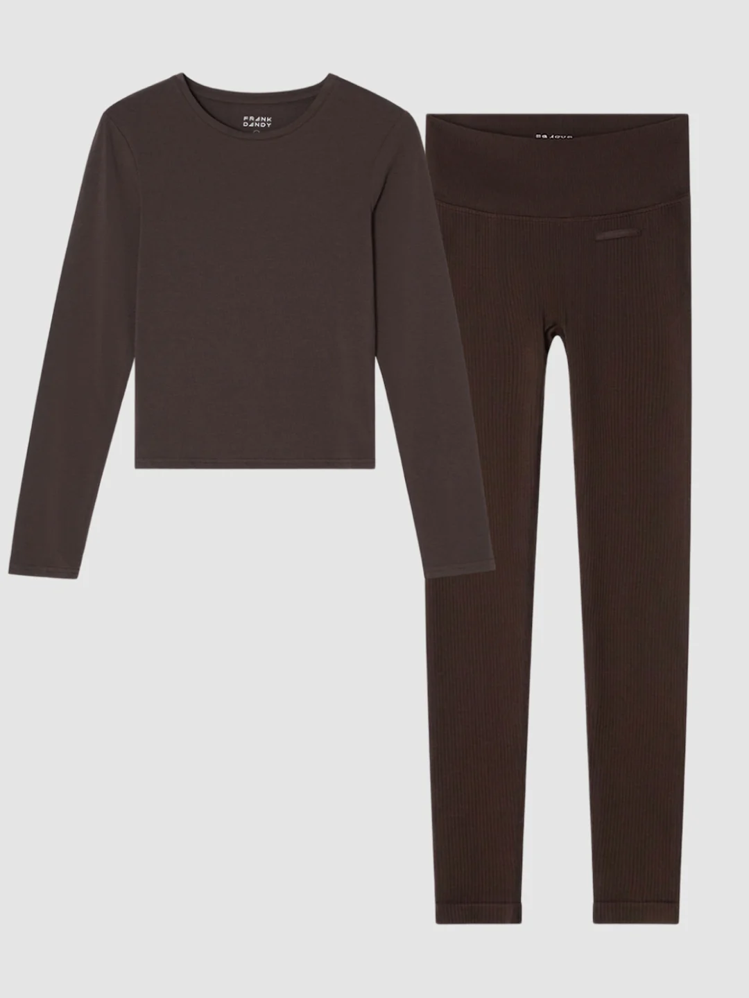Brown Long Sleeve & Ribbed Tights Set