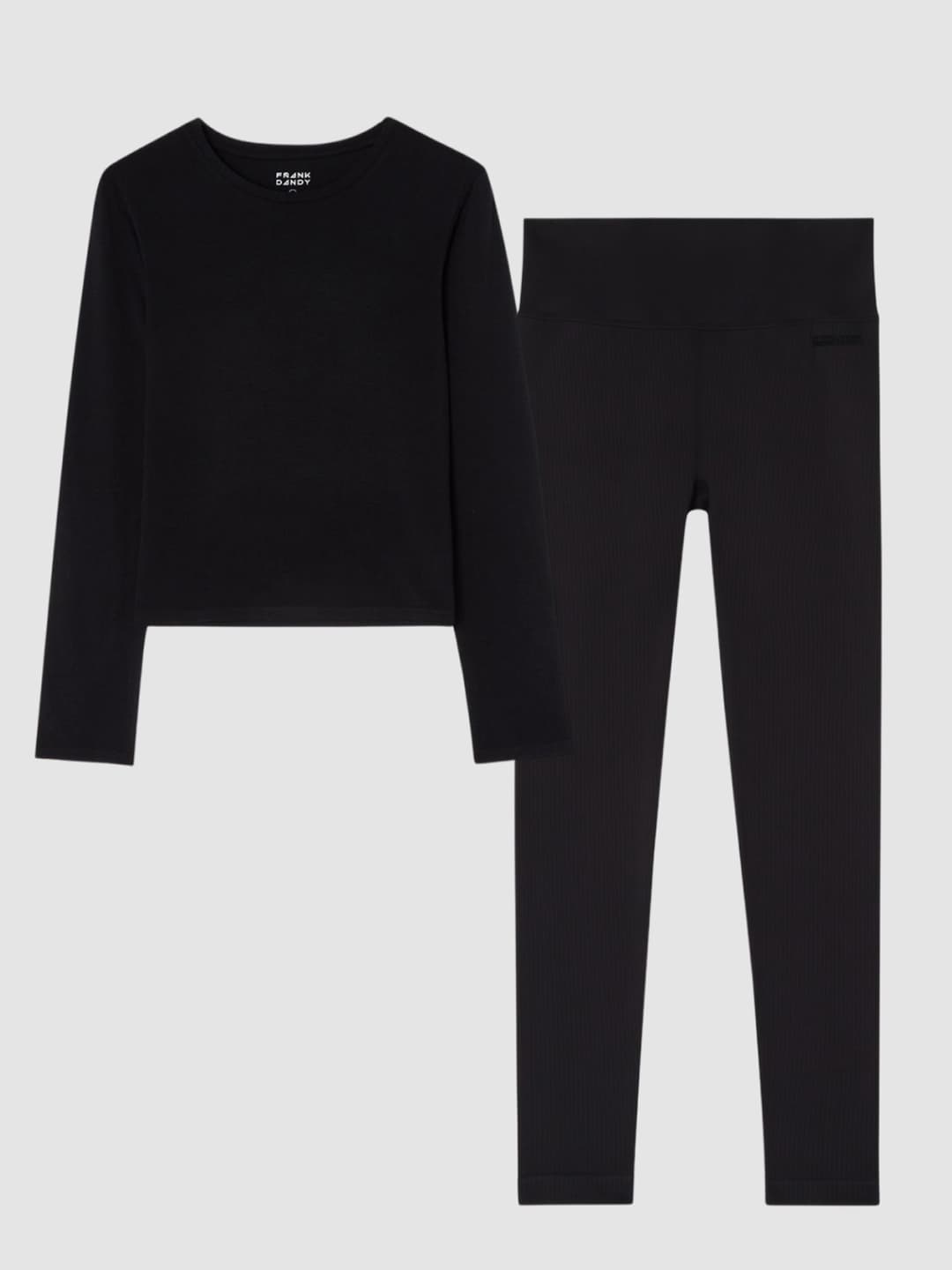 Black Long Sleeve & Ribbed Tights Set