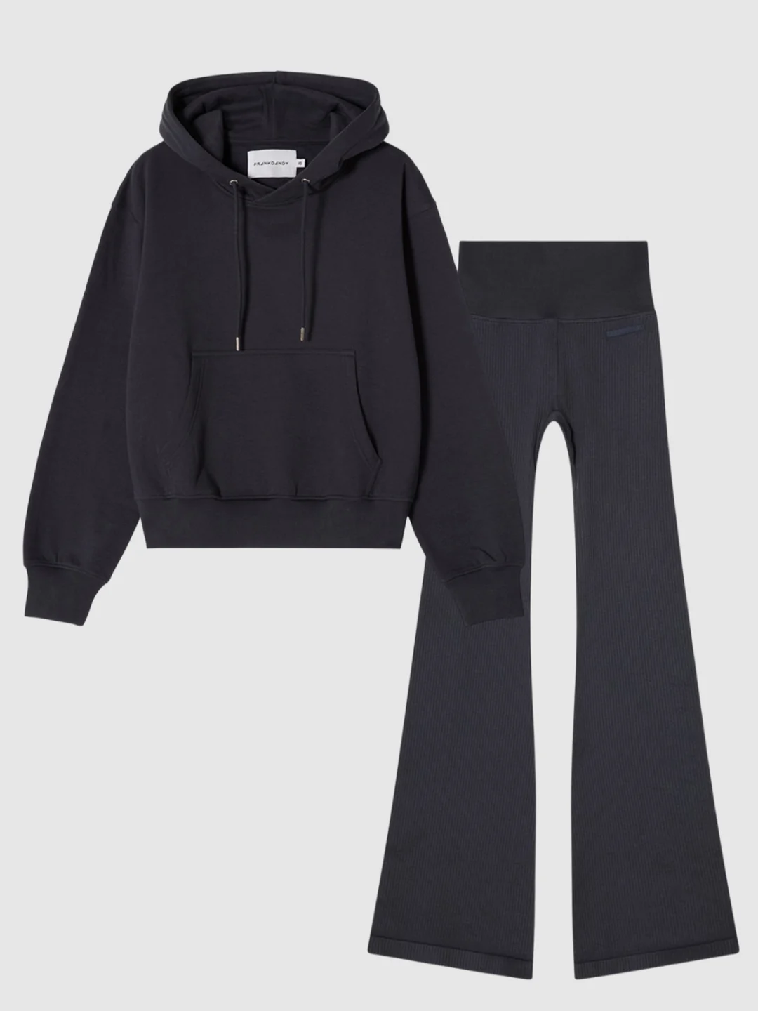 Charcoal Hoodie & Ribbed Tights Set