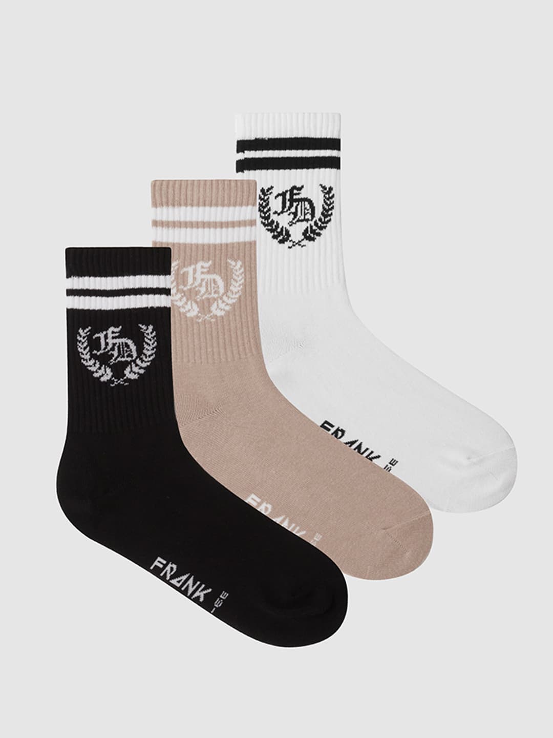 3-Pack Emblem Ribbed Cotton Sock