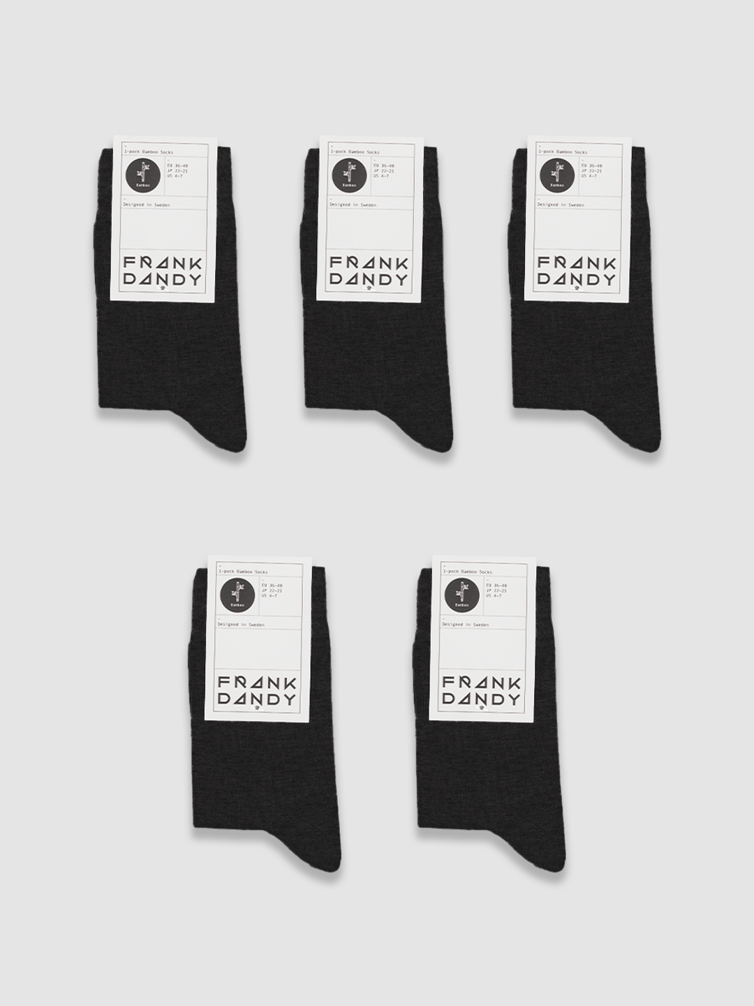 5-Pack Bamboo Solid Crew Sock No Logo