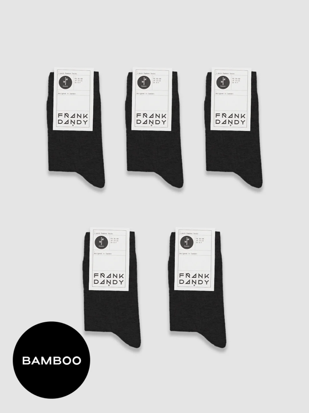 5-Pack Bamboo Solid Crew Sock