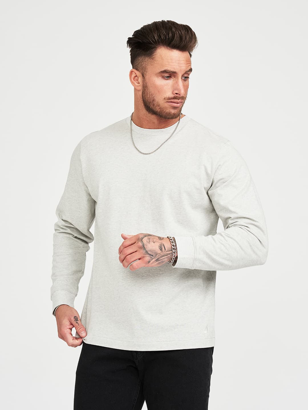 Men's Relaxed Long Sleeve Tee Light Grey