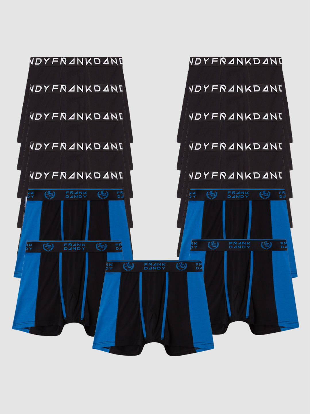 15-pack black & blue badge boxers
