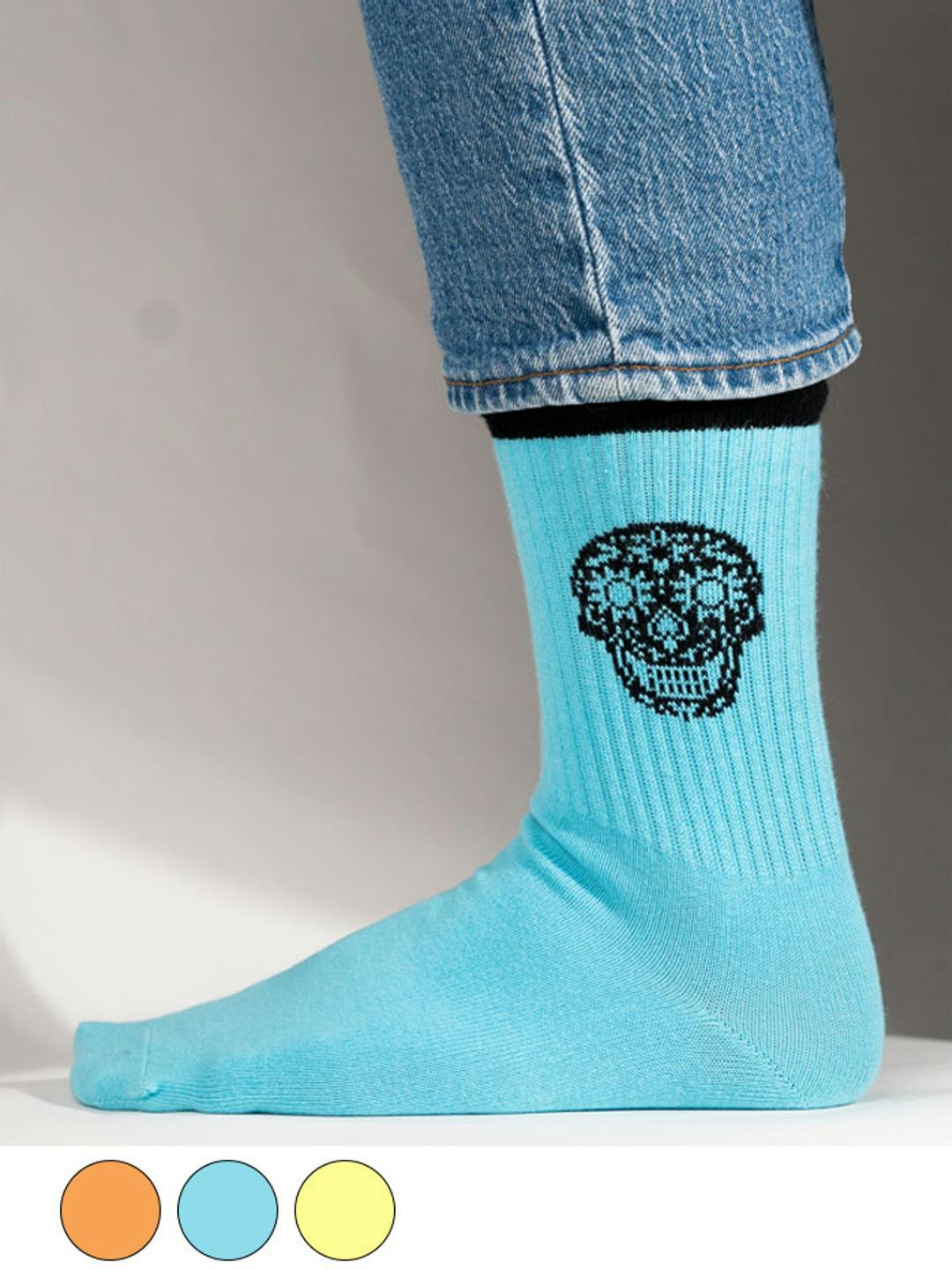 3-Pack Scull Ribbed Cotton Sock