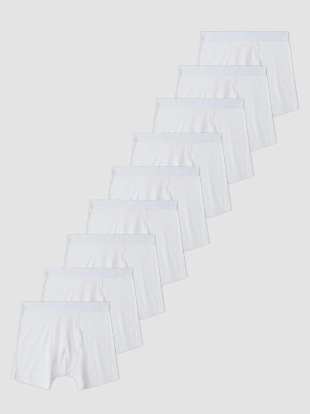 9-pack Solid Boxer w White/White