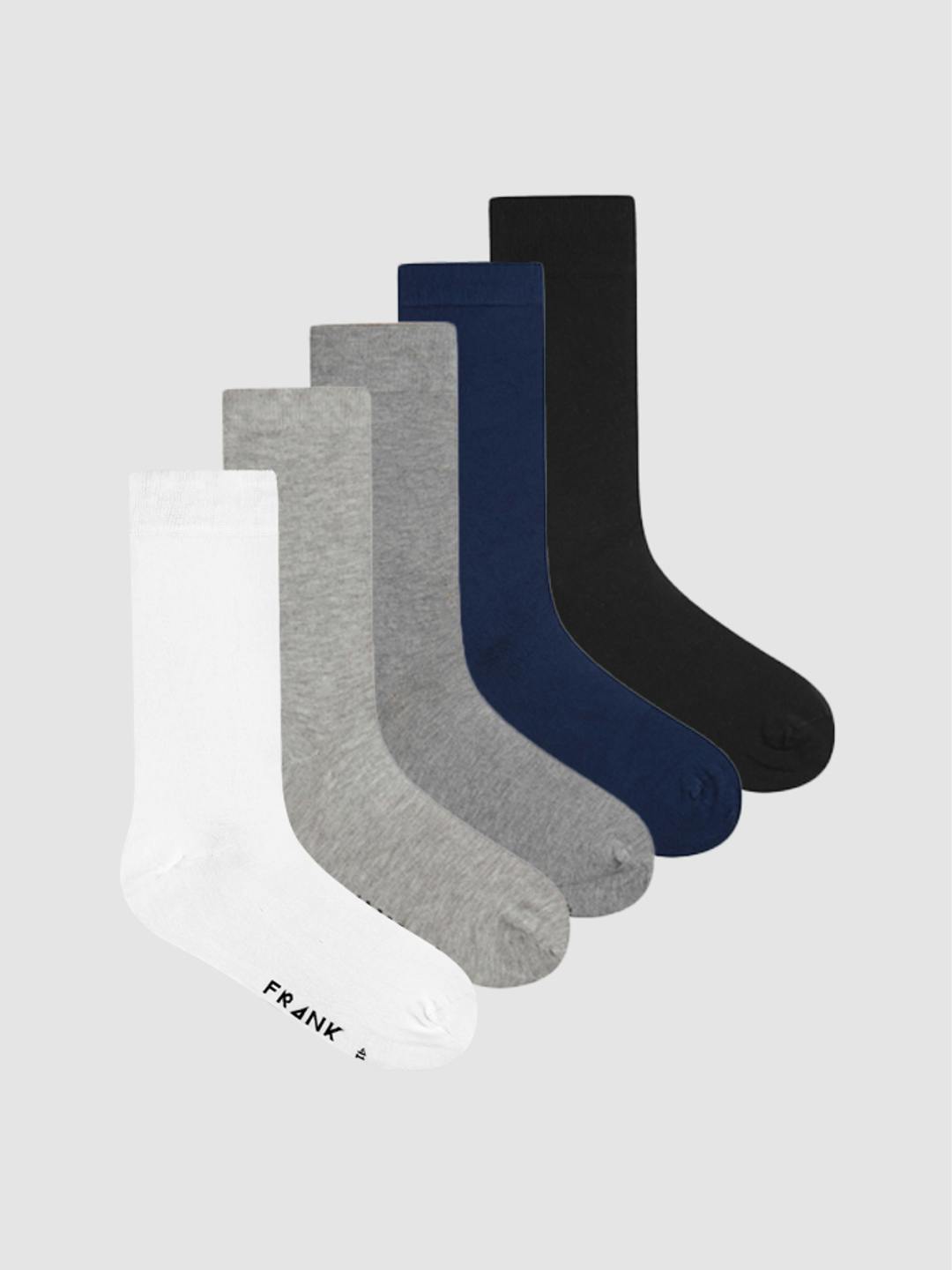 5-Pack Bamboo Solid Crew Sock Multi