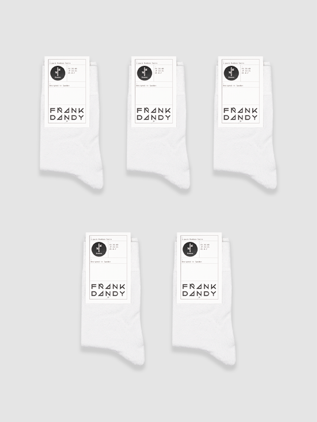 5-Pack Bamboo Solid Crew Sock White